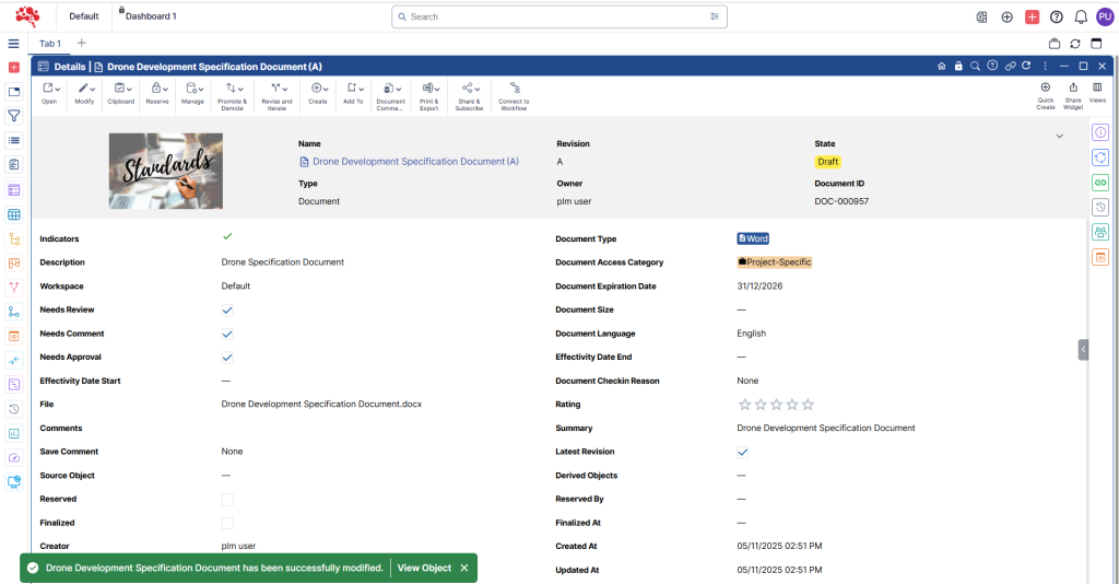 The document is uploaded successfully