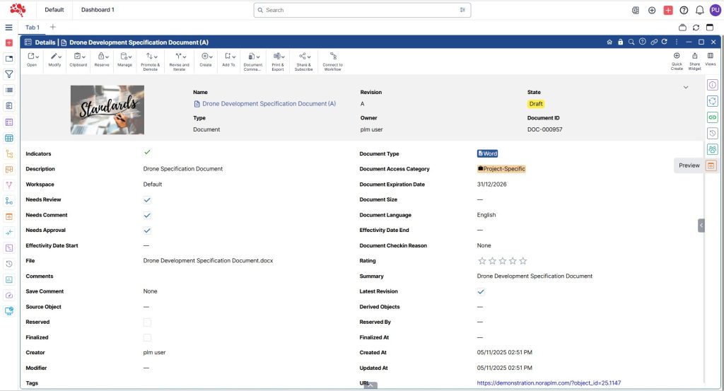 Click on the Viewer icon to open a preview of the document