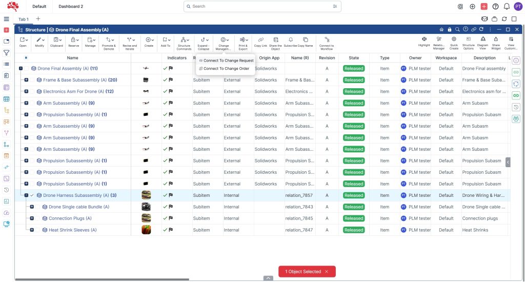 1.2 Select the Affected Item and connect it to the new Change Management Request