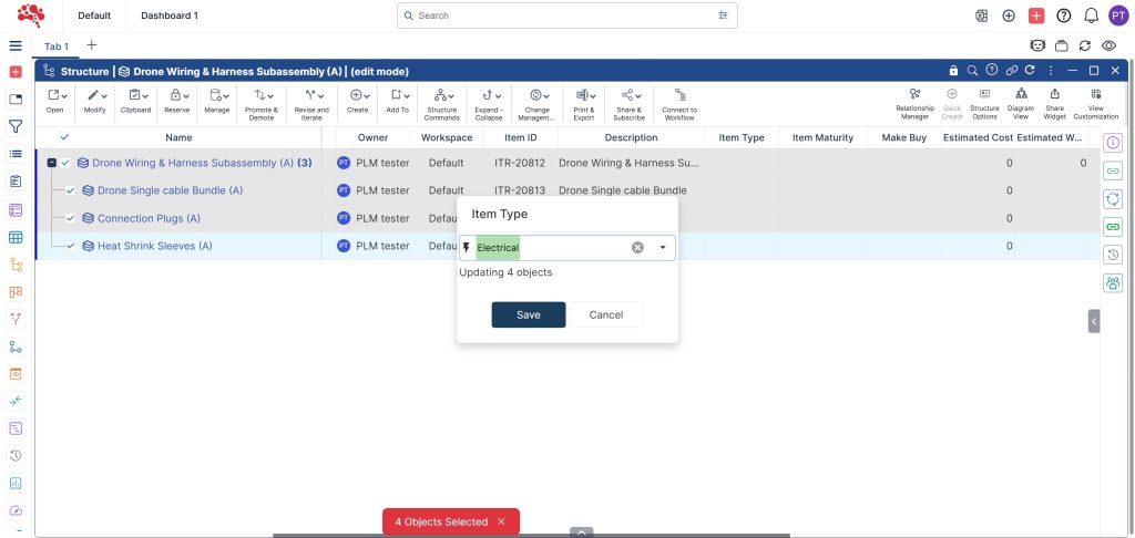 Click Save to apply changes to all selected objects.