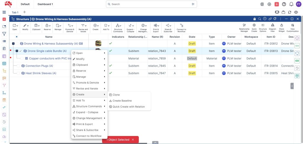 Right-click the item to add a Supplier, and click Quick Create with Relation